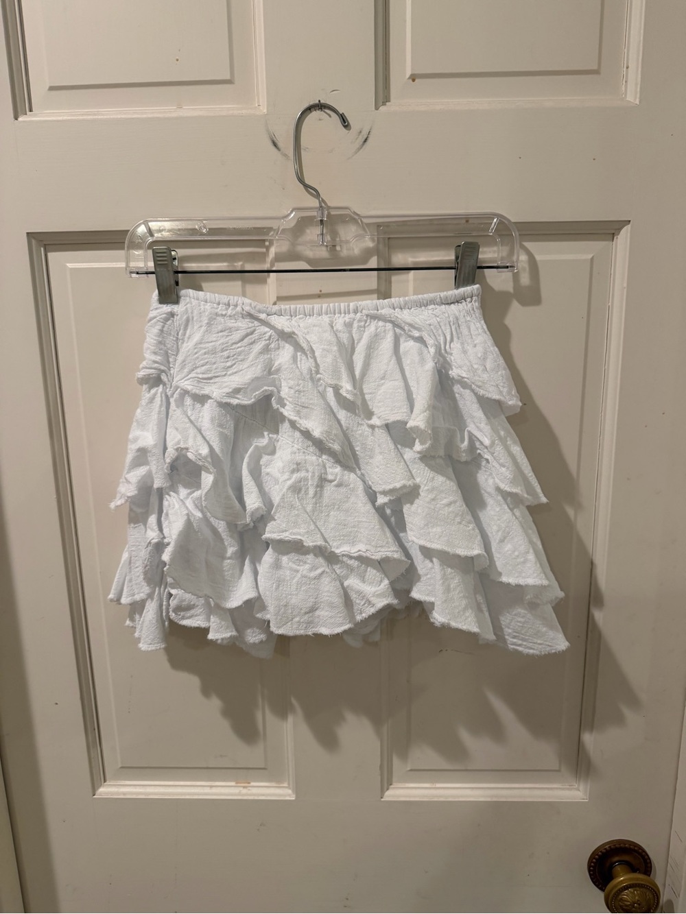 Blanco by Nature White Tiered Ruffle Mini Skort Skirt Size Small Made in Peru